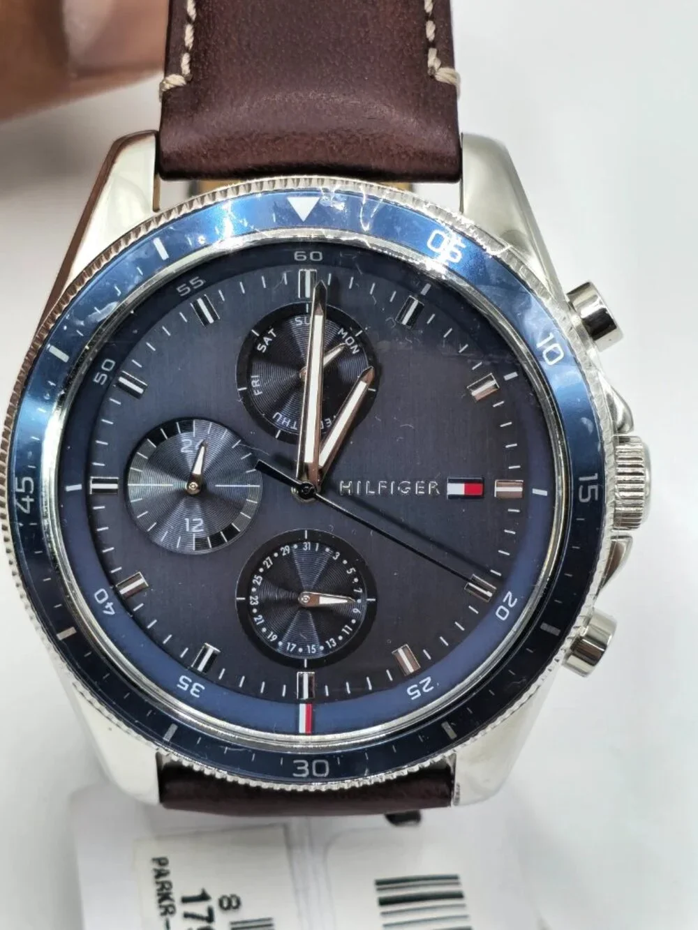 Tommy Hilfiger Damon TH433 Men's Blue Brown Leather Watch 46mm